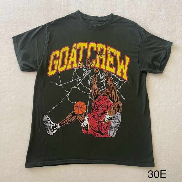 Goat Crew Logo Shattered Sz L Vintage Wash Ribbed Crewneck T‎ Shirt 100% Cotton - Picture 1 of 8